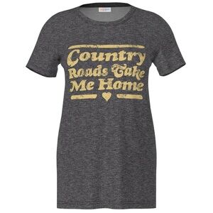 NWT Lularoe Liv Country Roads Take Me Home John Denver Gray Tee Size XL